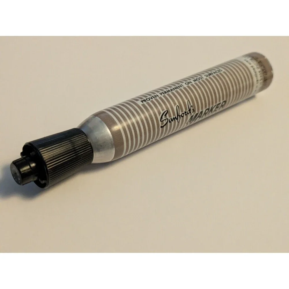 Sanford King Size Permanent Marker Black Works SMELLY Metal Barrel Pen Vintage